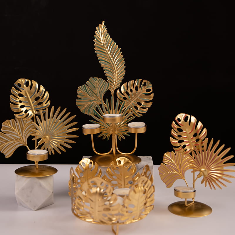 Свадебные украшения Вечеринки или повседневный домашний декор Различные листья в форме металлического подсвечника Tealight