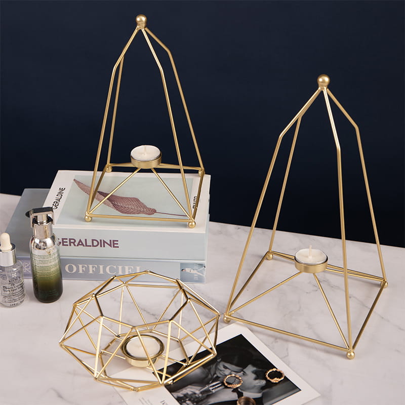 Железные полые подсвечники Geometry Golden Tealight Подсвечники