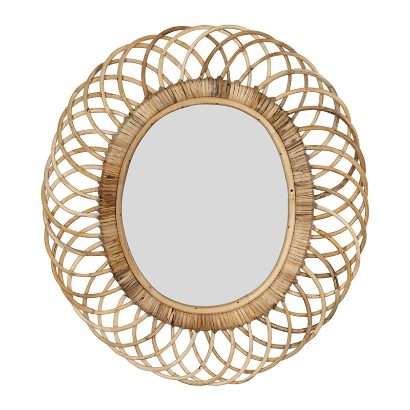 Украшение дома Ротанговое круглое настенное зеркало Креативное художественное украшение Зеркало Гостиная Вход Зеркало Украшение стены